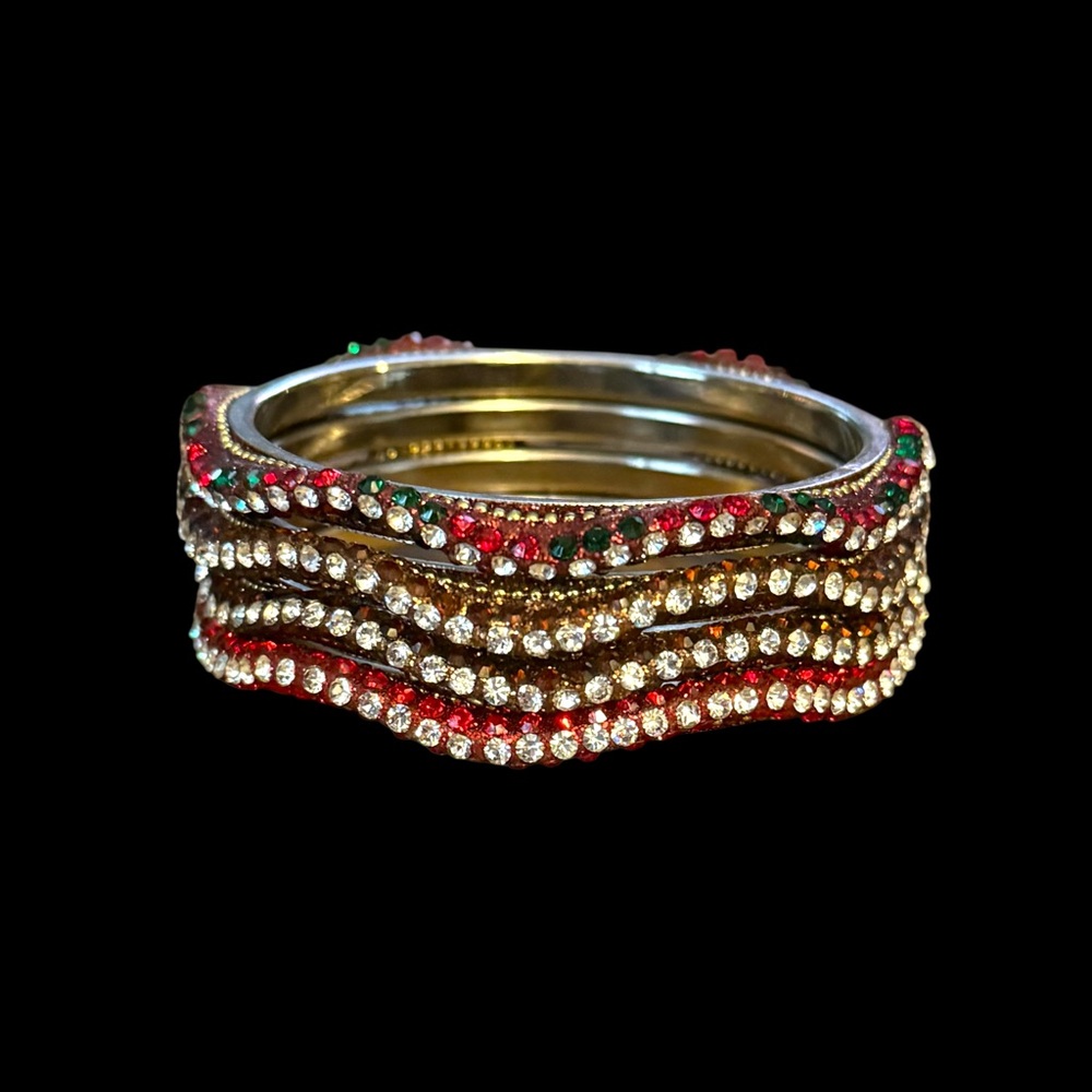 Assorted Multicolor Wavy Rhinestone Bangle Bracel… - image 1